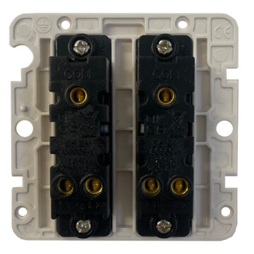 flat polished chrome light switch (2 gang/white insert/chrome switches) back bc0625
