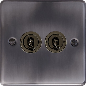 Contour Slate Effect Toggle Grid Plate (2 Gang)
