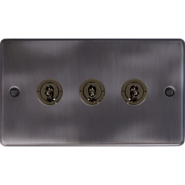Contour Slate Effect Toggle Grid Plate (3 Gang)