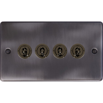 Contour Slate Effect Toggle Grid Plate (4 Gang)