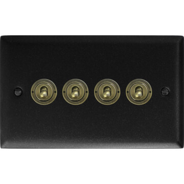 spectrum graphite toggle grid plate (4 gang) front fc0725
