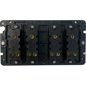 spectrum light grey light switch (4 gang/black insert/ metal switches) back bc0625