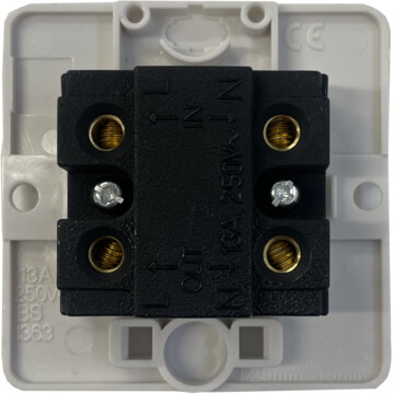 georgian polished brass unswitched fused spur (white insert) back bc0625