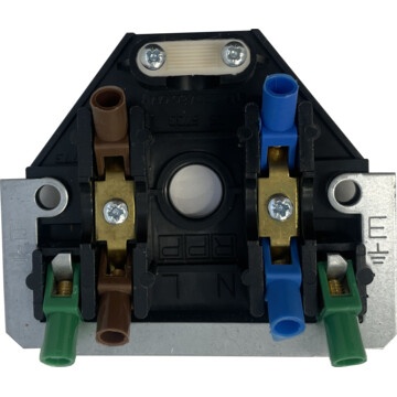 flat polished brass flex outlet (black insert) back bc0625