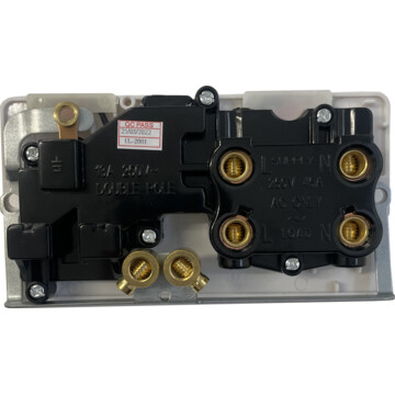 polished steel cooker switch with socket (white switch) back bc0625