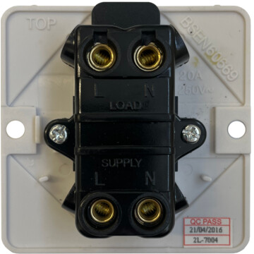 georgian polished chrome 20a dp switch with neon (white insert/chrome switch) back bc0625
