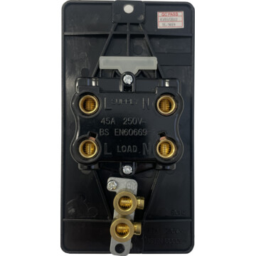 flat pewter 45a dp switch with neon (black insert/red switch/vertical plate) back bc0625