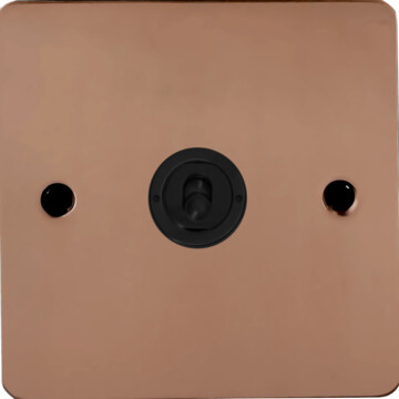 flat copper intermediate toggle switch (1 gang/flat black toggle) front fc0725
