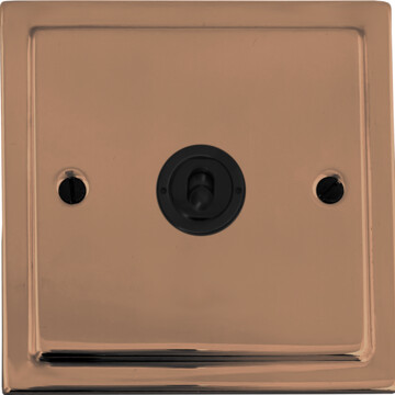 victorian copper intermediate toggle switch (1 gang/flat black toggle) front fc0725