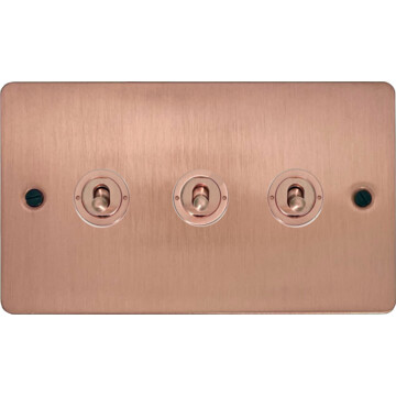 flat rose gold toggle switch (3 gang/rose gold toggle) front fc0725