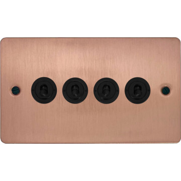 flat rose gold toggle switch (4 gang/flat black toggle) front fc0725
