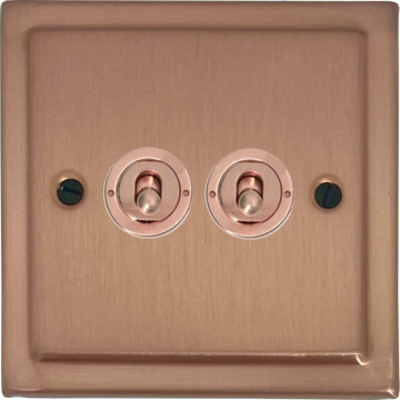 victorian rose gold toggle switch (2 gang) front fc0725