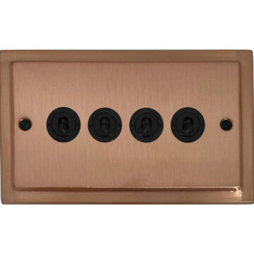 victorian rose gold toggle switch (4 gang) front fc0725