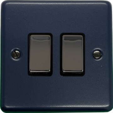 contour blue light switch (2 gang/black insert/black nickel switches) front fc0725