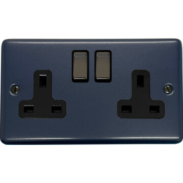 contour blue double socket (black insert/black nickel switches) front fc0725
