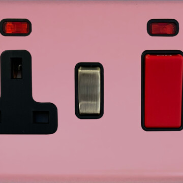 Contour Pink 45 amp Cooker Switch with Socket