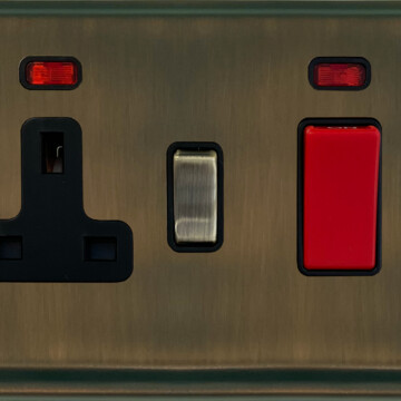 Deco Antique Brass Cooker Switch With Socket