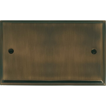deco antique brass double blank plate front fc0825