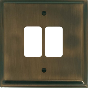 deco antique brass grid plate (2 gang) front fc0825