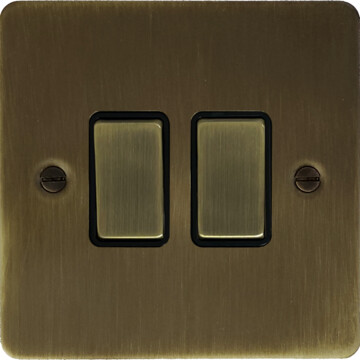 flat antique brass switch (2 gang) front fc0825
