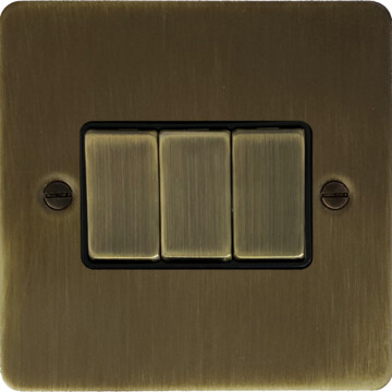 flat antique brass switch (3 gang) front fc0825