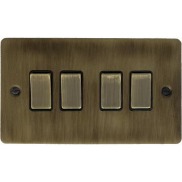 flat antique brass switch (4 gang) front fc0825