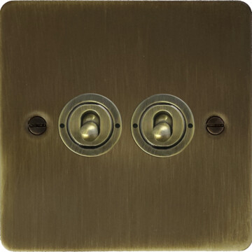 flat antique brass toggle switch (2 gang/antique brass toggle) front fc0825