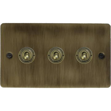 flat antique brass toggle switch (3 gang/antique brass toggle) front fc0825