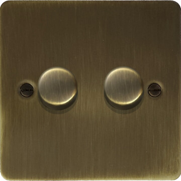 flat antique brass led dimmer (2 gang) front fc0825