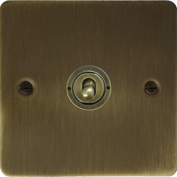 flat antique brass intermediate toggle switch front fc0825