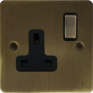 flat antique brass socket (1 gang) front fc0825