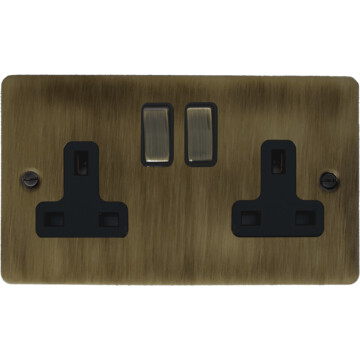 flat antique brass socket (2 gang) front fc0825