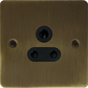 flat antique brass 5 amp 3 pin socket front fc0825