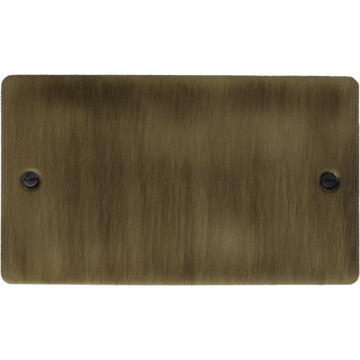 flat antique brass double blank plate front fc0825