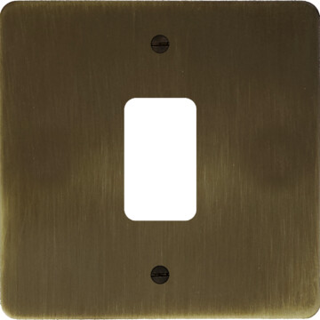 flat antique brass grid plate (1 gang) front fc0825