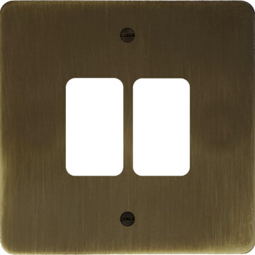 flat antique brass grid plate (2 gang) front fc0825