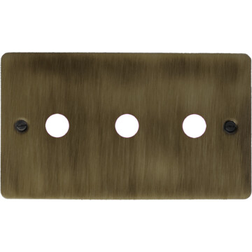 flat antique brass toggle grid plate (3 gang) front fc0825