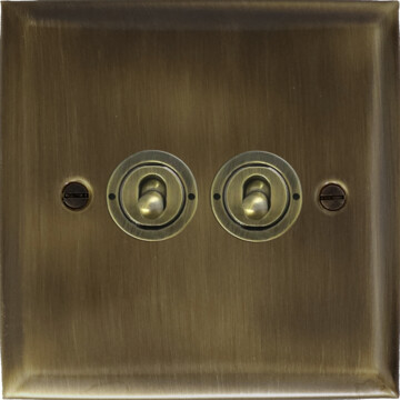 spectrum antique brass toggle switch (2 gang/antique brass toggle) front fc0825