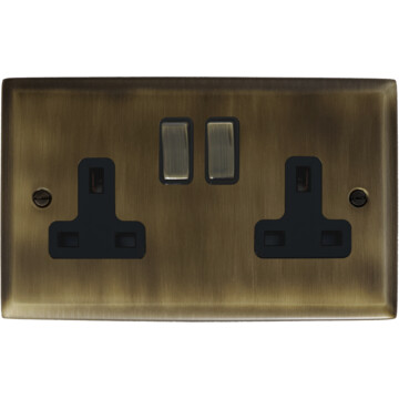 spectrum antique brass double socket (brass switch) front fc0825