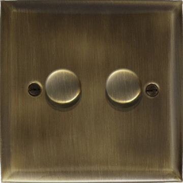 spectrum antique brass led dimmer (2 gang) front fc0825