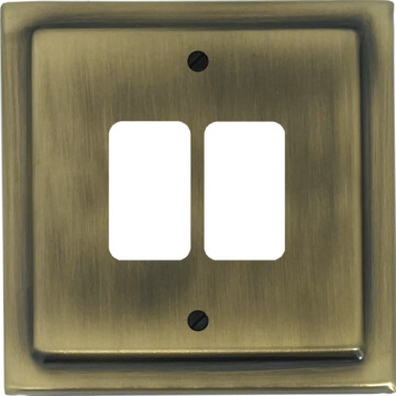 victorian light antique brass grid plate (2 gang) front fc0825