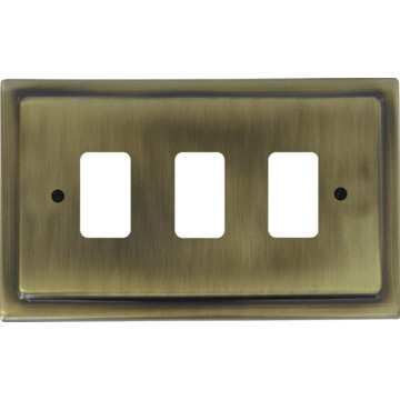 victorian light antique brass grid plate (3 gang) front fc0825
