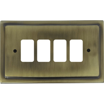 victorian light antique brass grid plate (4 gang) front fc0825