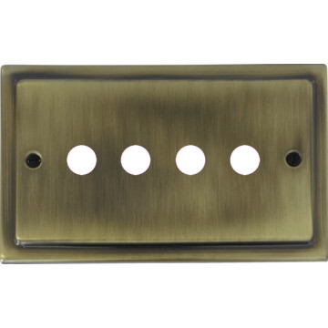 victorian light antique brass toggle grid plate (4 gang) front fc0825