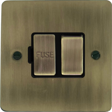 flat light antique brass switched fused spur front fc0825