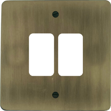 flat light antique brass grid plate (2 gang) front fc0825