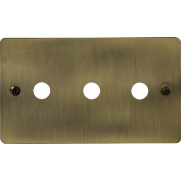 flat light antique brass toggle grid plate (3 gang) front fc0825