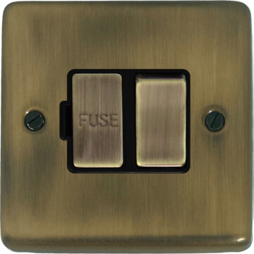 contour light antique brass switched fused spur front fc0825