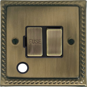 georgian light antique brass spur with flex outlet front fc0825