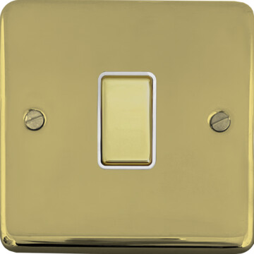 contour polished brass light switch (1 gang/brass switch/white inserts) front fc0825